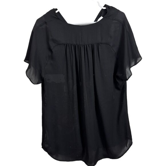 Cabi blouse shirt Flore Black semi sheer Large Style 5020 Chiffon #5020 Floral - Picture 2 of 4